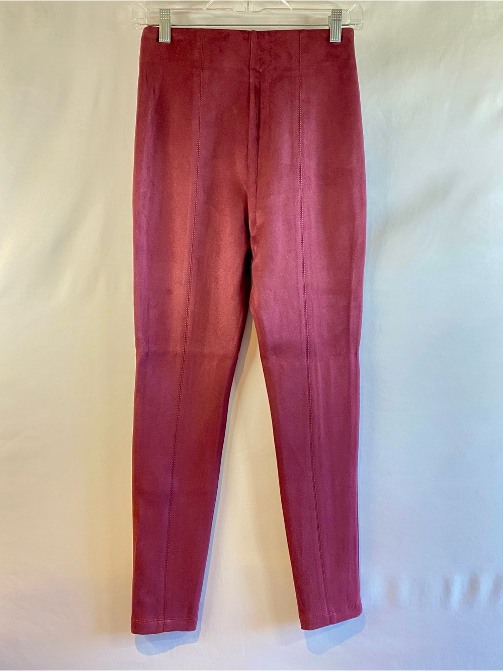 Ann Taylor Faux-Suede Leggings, wine/burgundy, size XS, NWT - Picture 2 of 9